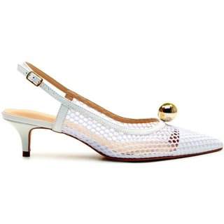 Slingback Couro Branco Salto Baixo Cecconello 2716004-2