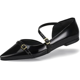 Sapato Feminino Sapatilha Slingback Rasteira Bico Fino Fivelas Mule Social Casual 6772 Preto