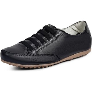 Sapatênis Feminino Confort De Couro Preto