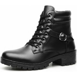 Bota Feminina Coturno Cano Curto Inverno Salto Grosso Tratorada