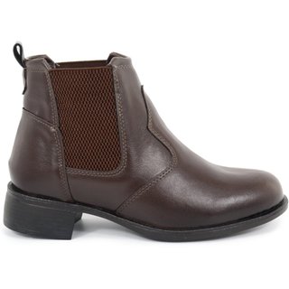 Bota Feminina Cano Curto Salto Baixo Estilo e Conforto Cafe