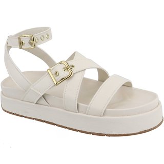 Sandalia Papete Flatform Feminina Tiras Off White Sola Alta Tellini Store