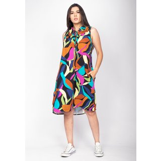 Vestido Midi Cabanafree Viscose Piaf Aurora Urbana