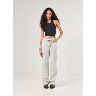 Calça Jeans Wide Leg Amarração