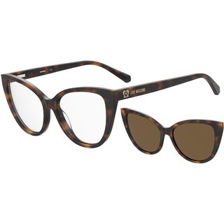Armação de Óculos Clip On Love Moschino Mol066/Cs 05L - Marro 54