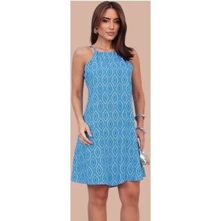 Vestido Curto Ícone Fashion Lenço Chic Estampa Atlantis