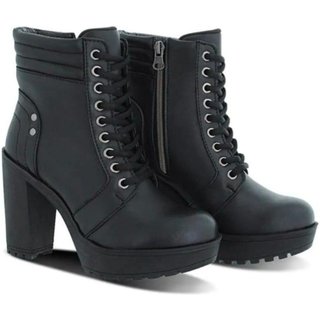 Bota Feminina Coturno Preto Salto Alto Cano Curto Confortável Calce Facil Carmelo Shoes
