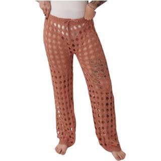Calça Tricô Saída De Praia Feminina Pantalona Luxo Tendencia Marrom