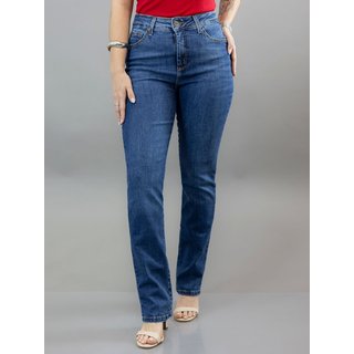 Calça Reta Feminina Jeans Tradicional Cintura Alta Anticorpus