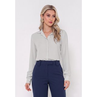 Camisa Intens Manga Longa Crepe Cinza