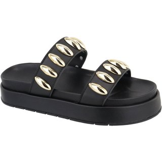 Sandalia Papete Flatform Feminina Metais Preta Sola Alta Tellini Store