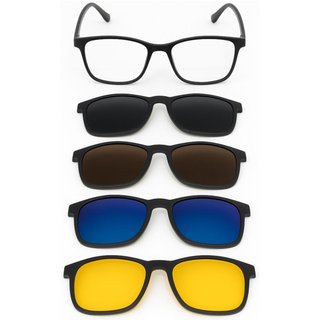 Óculos Clip-On 5 em 1 Lentes Magnéticas UV400 Premium Preto
