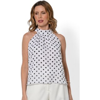 Blusa Bisô Cava Americana Poá Branca - Branca