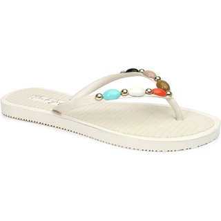 Chinelo Casual Flor de Griffe Dia a Dia Luxo Off White