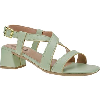 Sandália Salto Médio 5cm Mint Social Casual