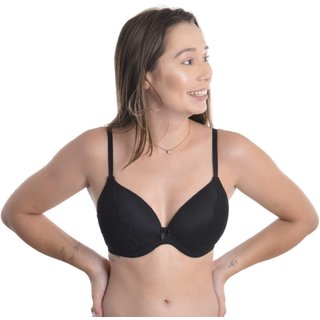 Sutiã meia taça com bojo em renda e tule Liebe .