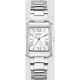 Relógio Guess Retangular Cristais Prata