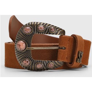 Cinto Feminino Santa Lolla Fivela Pedras Caramelo