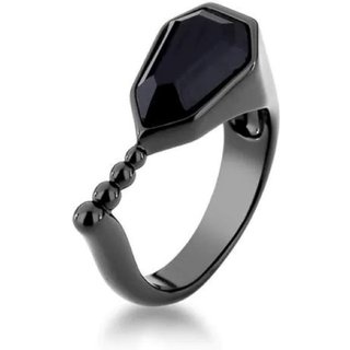 Infantil - Anel Cristal Negro Gota Semijoia Banhado a Ródio Negro Ania Store
