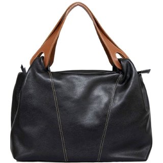 Bolsa SN Couros Atenas Preta/Caramelo