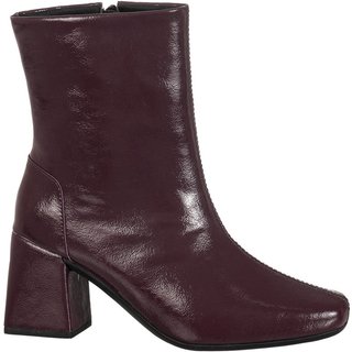 Bota Feminina Bico Quadrado GiGiL Cano Curto Verniz Marsala