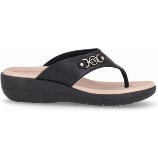 Chinelo Fascite Anabela Médio Preto