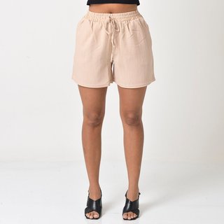 Shorts Feminino Casual Malha Bege