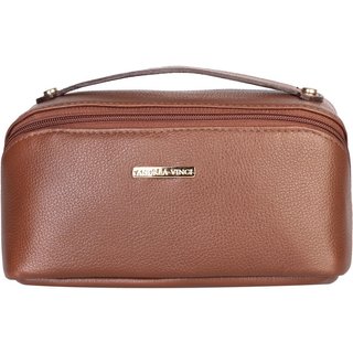 Necessaire de couro liso Athena 11x25x12,5cm - Whisky