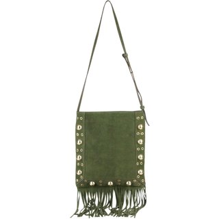 Bolsa Crisfael Franjas Boho Camurça Verde - Shivani
