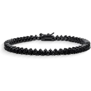 Infantil - Pulseira Riviera (18cm) Zircônias Negras Banhado a Ródio Negra Ania Store