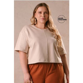 Blusa Feminina Com Recorte Frontal Marialícia Bege