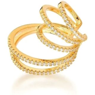 Infantil - Piercing Dourado com Argolas Cravejadas Semijoia Banhado a Ouro 18K Ania Store
