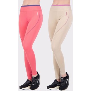 Kit 2 Calças Legging Rainha Vivos Flow Pipe Feminina Roxa e Dourada