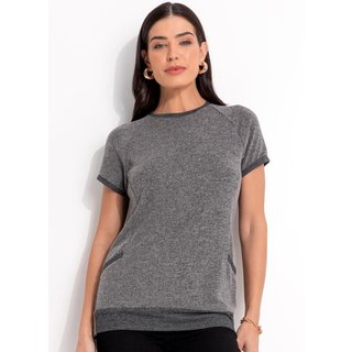 Blusa Em Malha Tricô Cinza Quintess