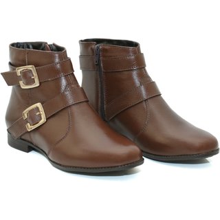 Bota Cano Curto Feminina Couro Tellini Store Chocolate
