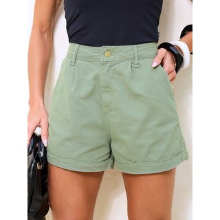 Shorts Sarja Alfaiataria Verde Feminino