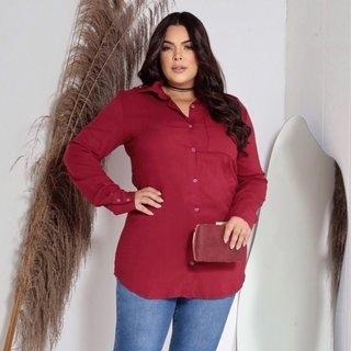 Camisa Lisa Com Bolso Frontal Curvy Feminina Revanche Caturaí