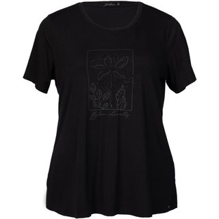 Camisa Feminina Olho Fatal Plus Size Estampa Floral Preta
