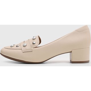 Scarpin Feminino Beira Rio Bico Arredondado Tachas Off-White
