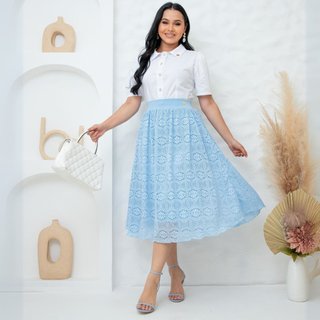 Saia Godê Midi de Renda Evangelica Moda Modesta - REF: Isa