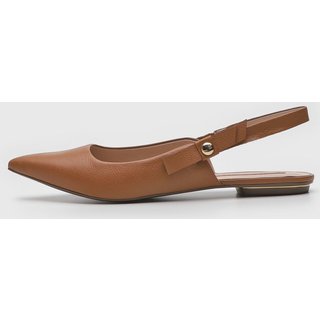 Sapatilha Couro Slingback Jorge Bischoff Bico Fino Caramelo