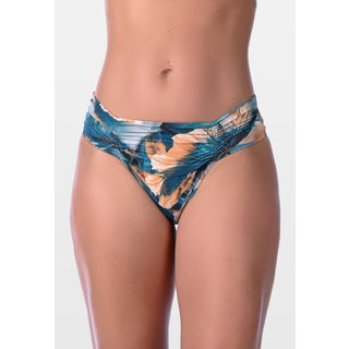 Calcinha Summer Soul Cintura Baixa Cós Largo Franzido Floral Azul