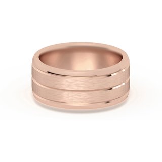 Klasyczna Beveled Comfort Fit Satenowa Męska Obrączka Ślubna 585 Różowe Złoto (14K) 8 MM