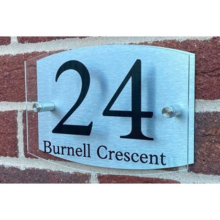 Personalised Curve Acrylic Metal Door Sign - Durable Custom House Nameplate for Home & Office | Wowcher
