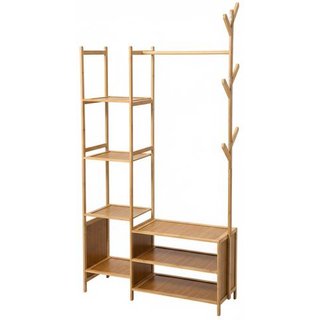 Multifunctional Coat Rack with Hanging Rod, Shelves and Hooks | Wowcher