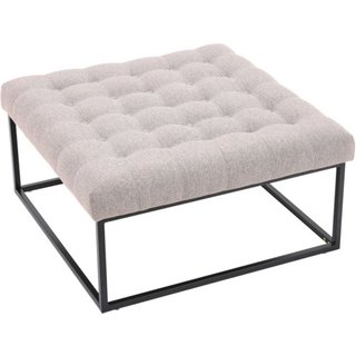 Elegant Square Linen Footstool with Contemporary Metal Frame Design | Wowcher