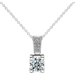 Women's Four Claw Moissanite Pendant Necklace - Adjustable, Hypoallergenic, Timeless Gift | Wowcher