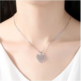 Silver-Plated Heart Pendant Necklace with 'MUM' Charm & Crystal Accent - Adjustable Chain, Lightweight Gift Jewellery | Wowcher