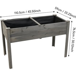 Elevated Rectangular Outdoor Garden Bed Planter - Grey or Natural Wood | Wowcher