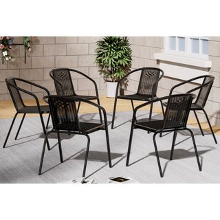 Rattan Outdoor Stackable Garden Chair - Set of 6 | Wowcher
